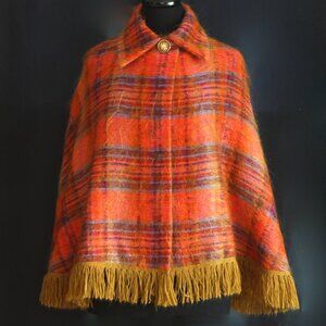 Rannoch Designs 1960's Mohair & Wool Fringed Tartan Cape - Scotland